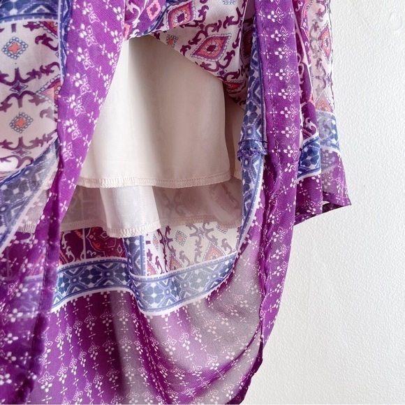 Anthropologie Braeve Boho Print Cold Shoulder Blouse in Purple/Pink/Cream, XS - Picture 6 of 9